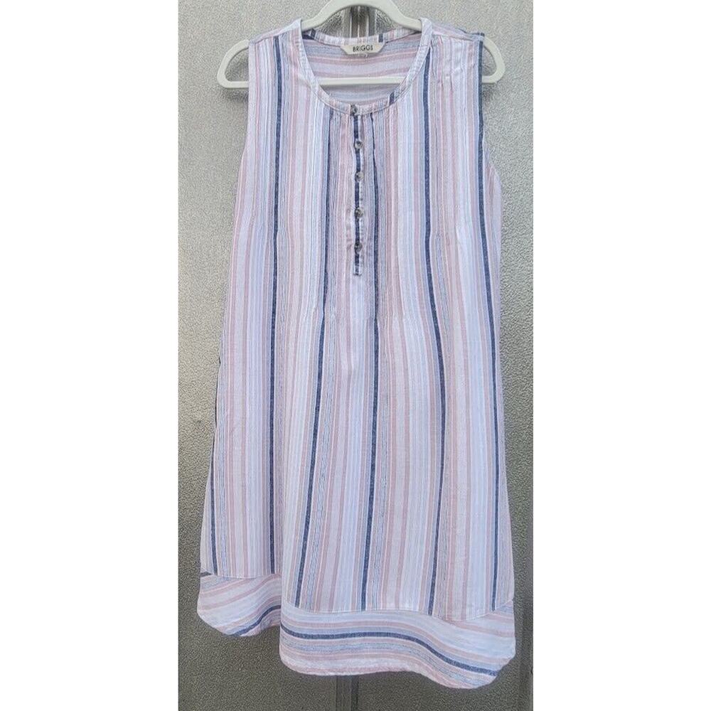 Briggs Multicolored Striped Linen Blend Tank Style Dress Size M/L